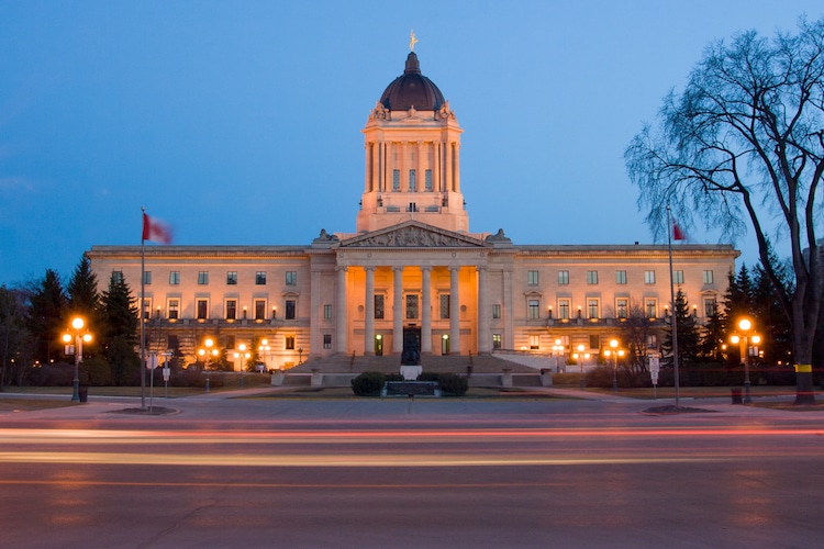 The Manitoba Legislative Building at night