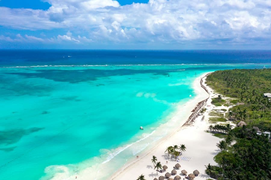 An aerial shot of Maroma Beach in Playa del Carmen Mexico