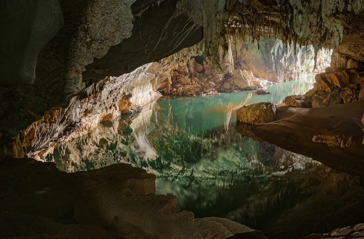 Spelunking in a cave in Xplor Park, Riviera Maya