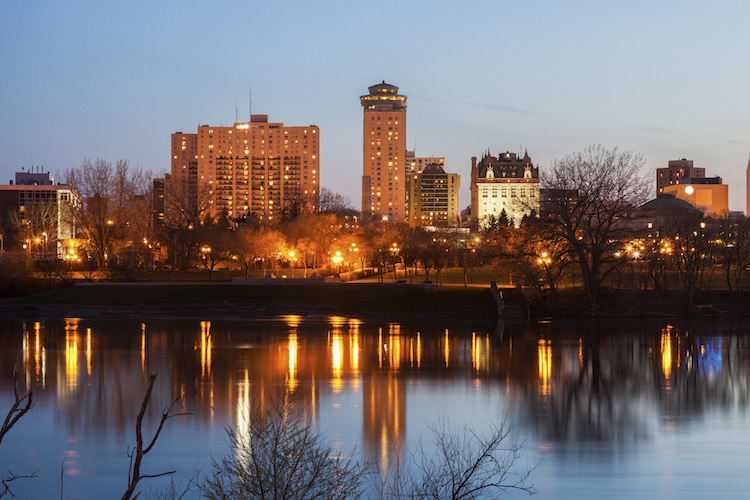 Skyline of Winnipeg at evening in Winnipeg