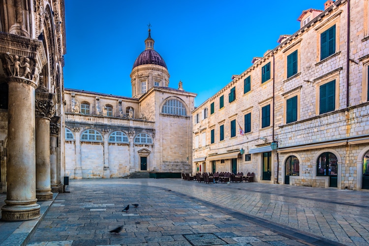 A serene image of Dubrovnik's main square in the old town, a top place for where to go backpacking Europe