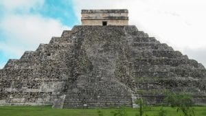 Pyramid with stone steps at Chichen Itza