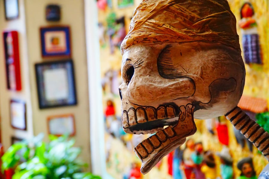 Skull artwork at Casa de los Venados