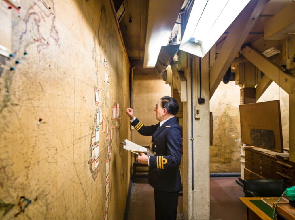 A sculpture in front of ‘The Map Room’ in the Churchill War Rooms